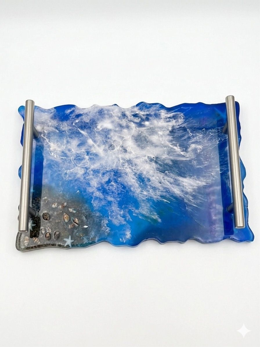 Plateau de luxe en résine - Effet plage