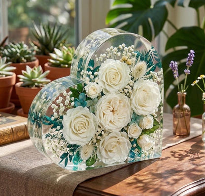 Cœur en Résine Personnalisé avec Vos Fleurs 🌸