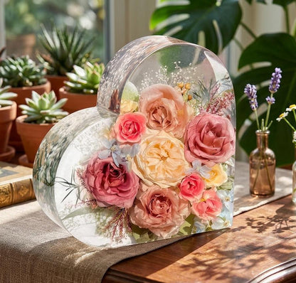 Cœur en Résine Personnalisé avec Vos Fleurs 🌸