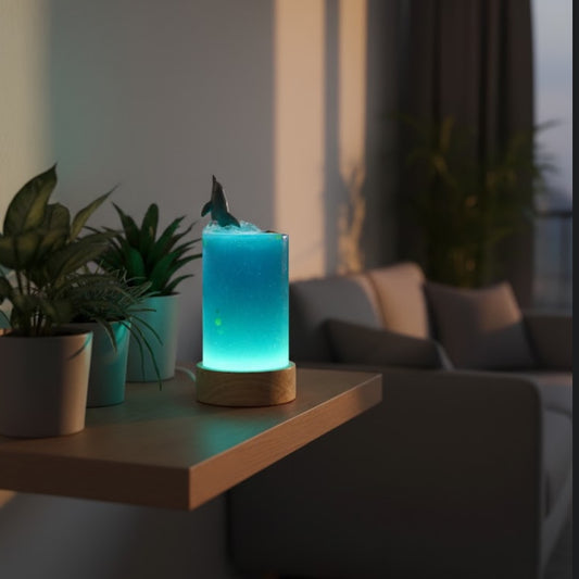 Lampe en résine époxy cristal - Dauphin