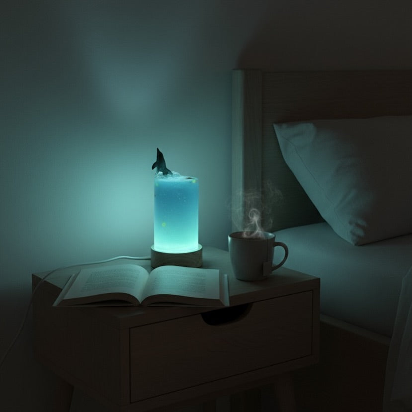 Lampe en résine époxy cristal - Dauphin
