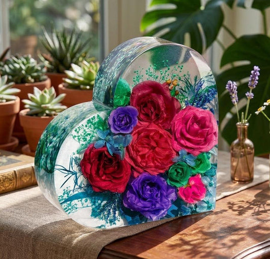 Cœur en Résine Personnalisé avec Vos Fleurs 🌸